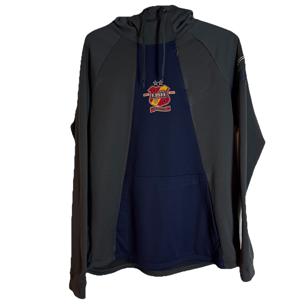 Nike Dri-Fit Ohio Elite Soccer Academy Hoodie Pullover Gray Navy Mens Large